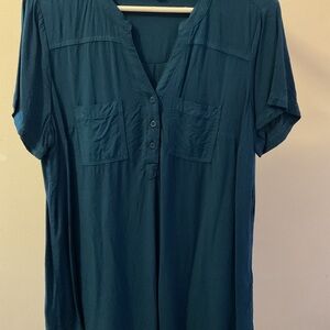 Torrid Deep Teal Button-Down Blouse